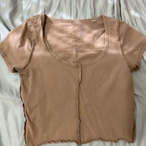 brown lined cropped top